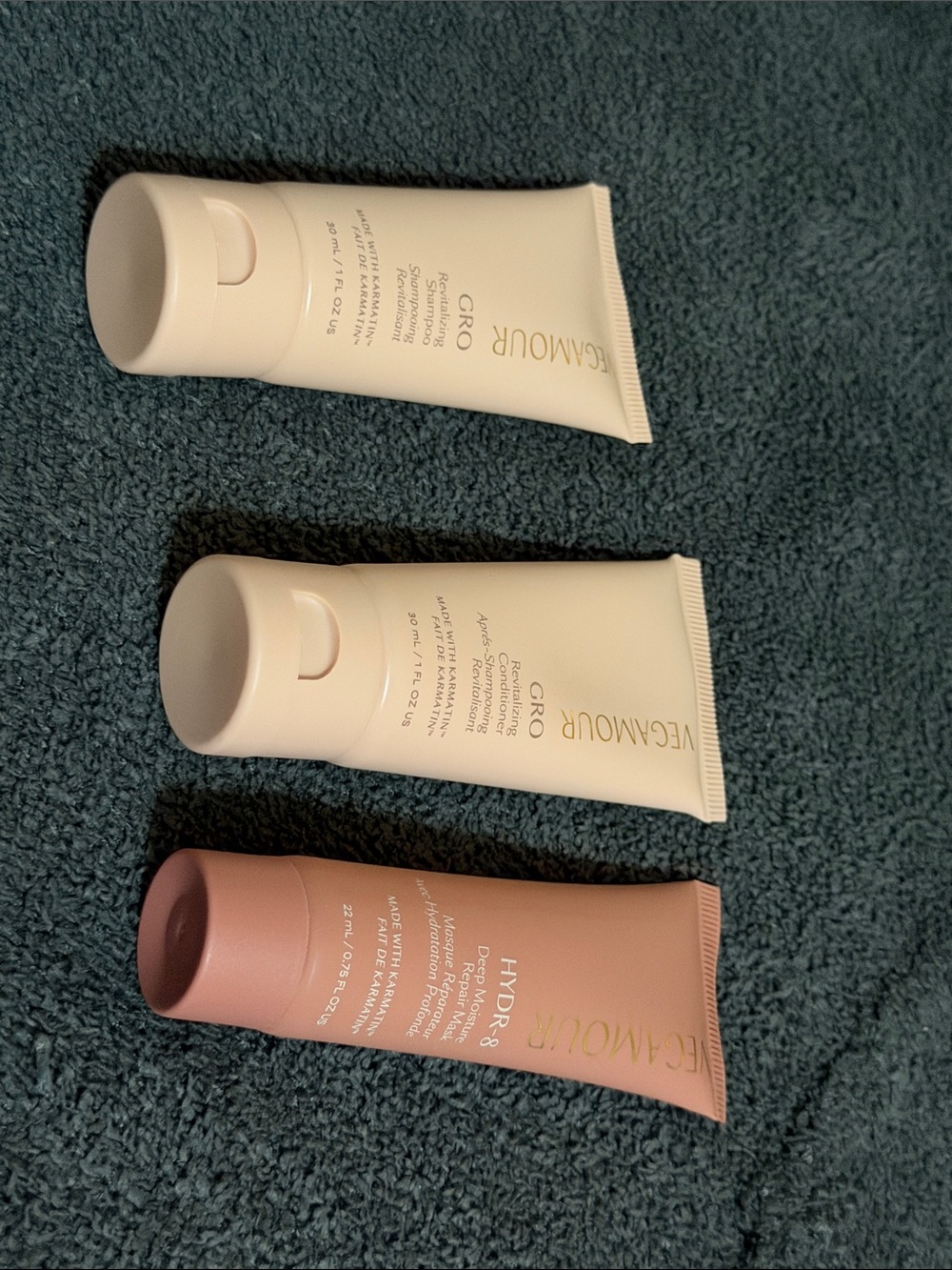 Vegamour Women’s Set in Rose/Brown - GRO Shampoo, GRO Conditioner, HYDR-8